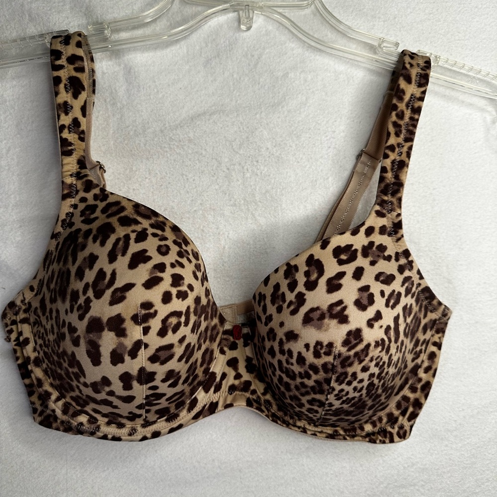 Soma 34DD Classic Allura Bra with Underwire Back Closure Leopard Print Red EUC